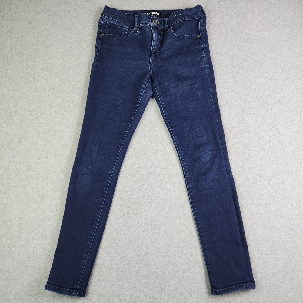 Express Ankle Legging Jeans Womens 4R Blue Denim Stretch Dark Wash Mid Rise